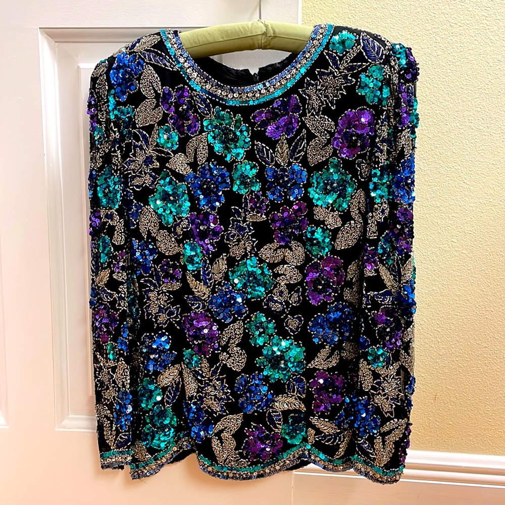 NEW YEARS EVE Stunning Sequin BERGDORF GOODMAN Evening Blouse!